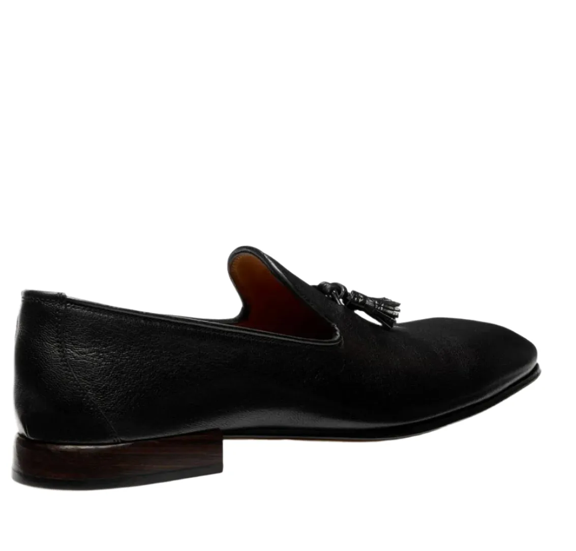 Tom Ford Mens Grain Leather Bailey Tassel Slippers in Black