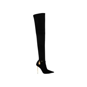 Tom Ford Womens High Heel Over the Knee Suede Boots in Black