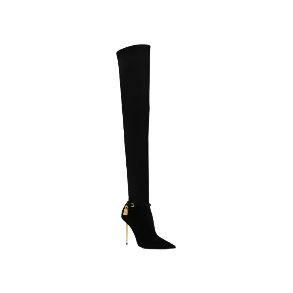 Tom Ford Womens High Heel Over the Knee Suede Boots in Black