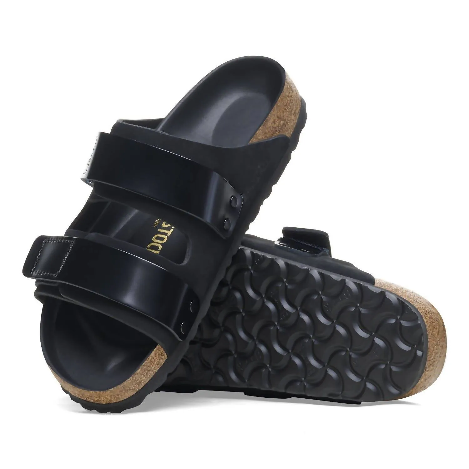 Unisex Uji Sandal In Black Shiny