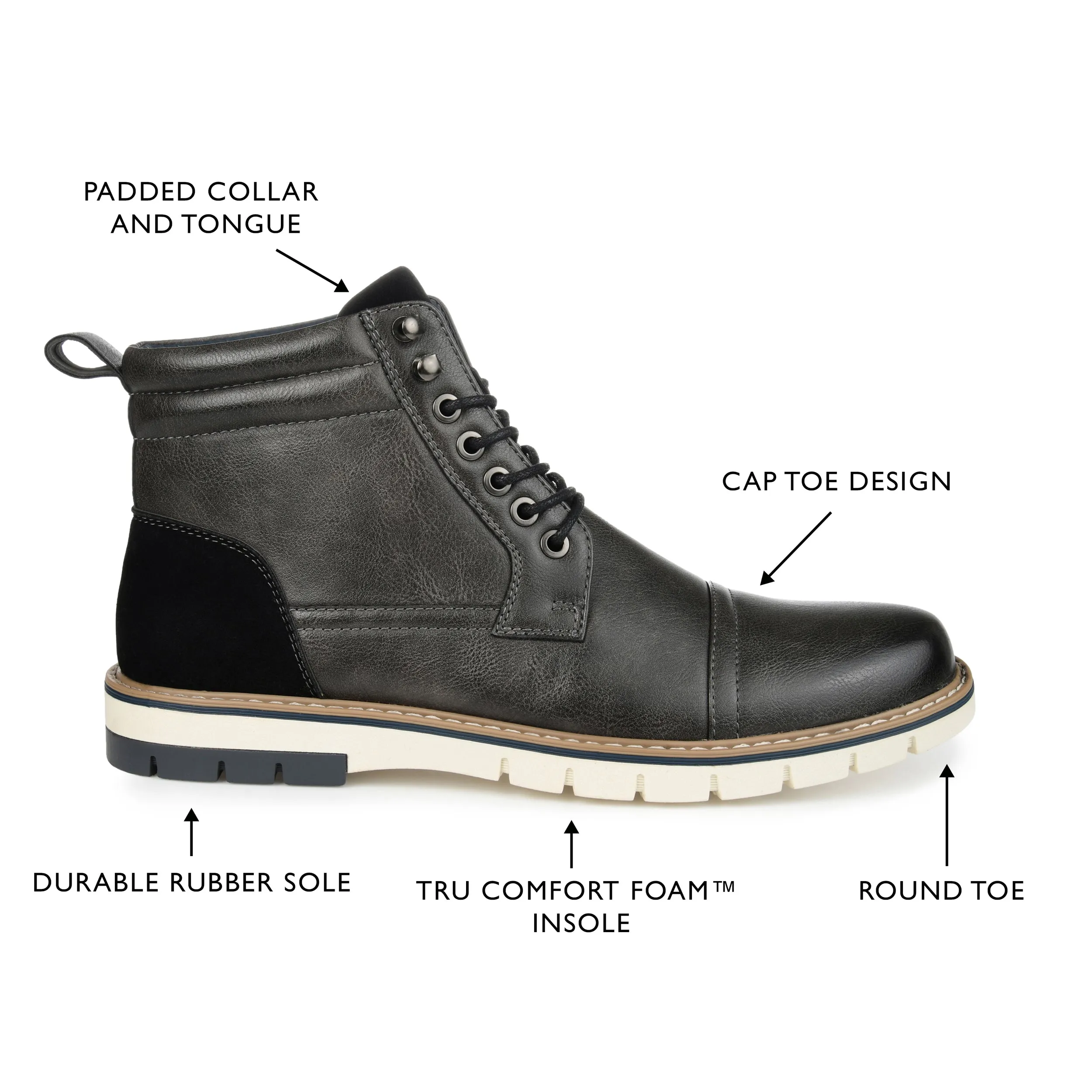 Vance Co. Lucien Cap Toe Ankle Boot