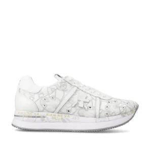 White Lasered Leather Conny Sneakers