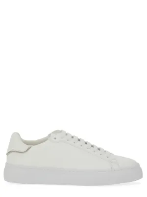 White Leather Sneakers With Classic Lace-Up Design