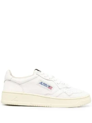 White Leather Sneakers With Logo