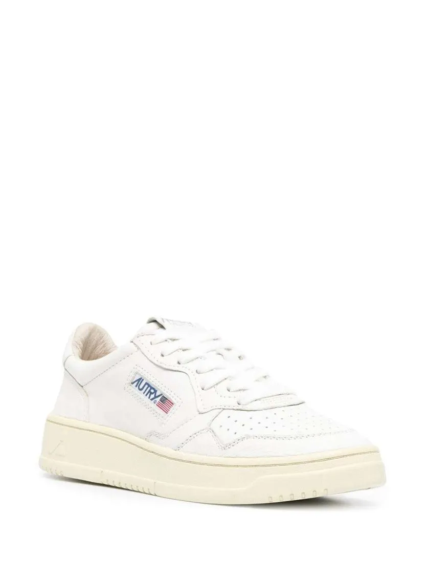 White Leather Sneakers With Logo