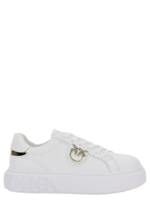 White Low Top Sneakers With Love Birds Diamond Cut