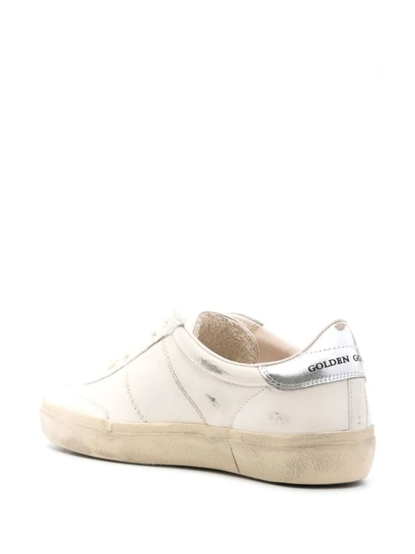 White Sneakers With Metallic Accents