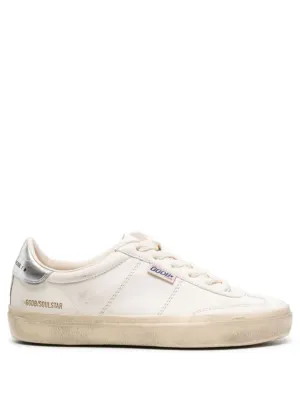White Sneakers With Metallic Accents